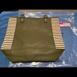NEW Thirty-one Olive Pebble Color Block tote